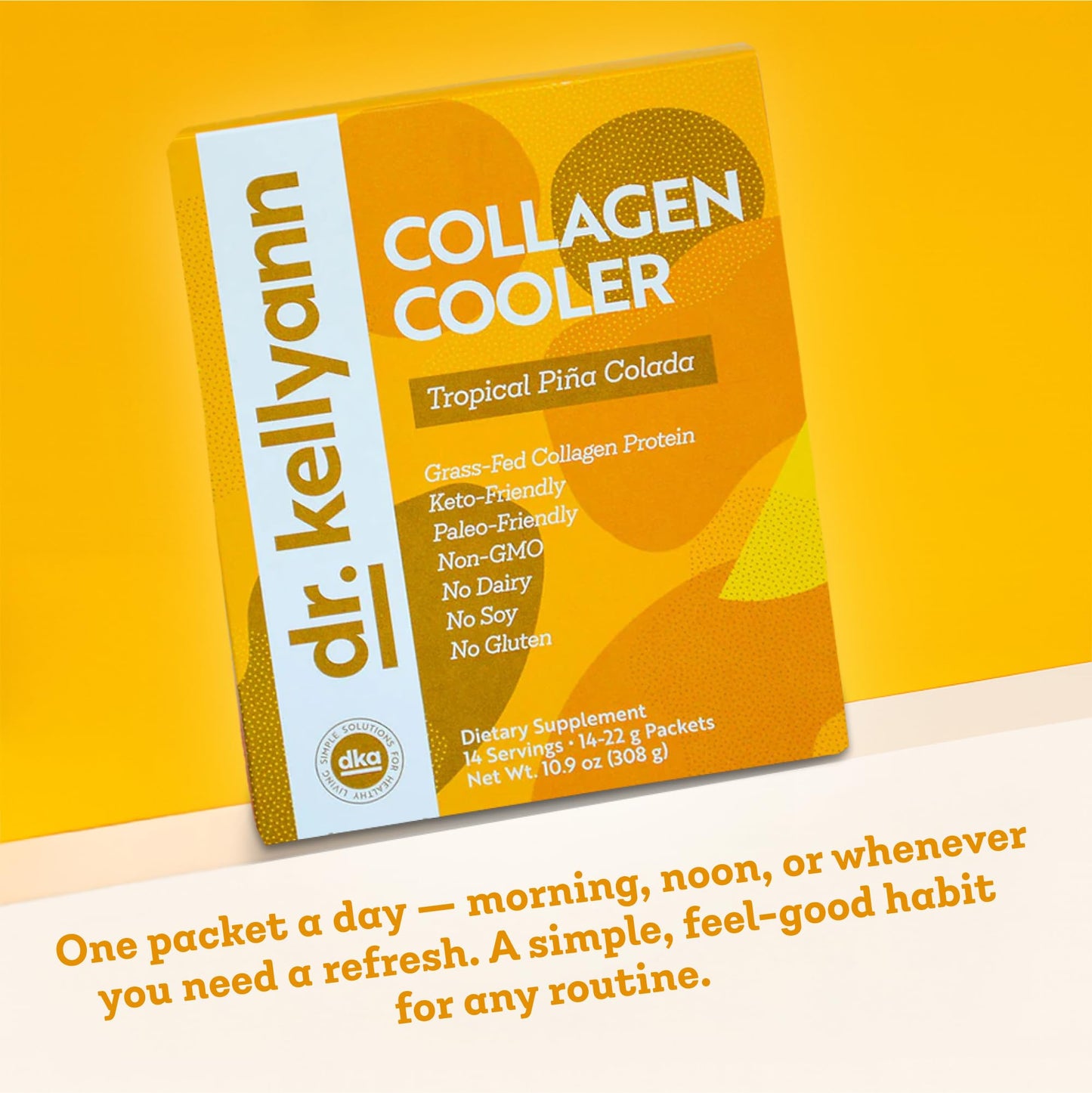 Dr. Kellyann Collagen Cooler – Tropical Pina Colada | 15g Grass-Fed Collagen Protein per Serving | Keto & Paleo Friendly,