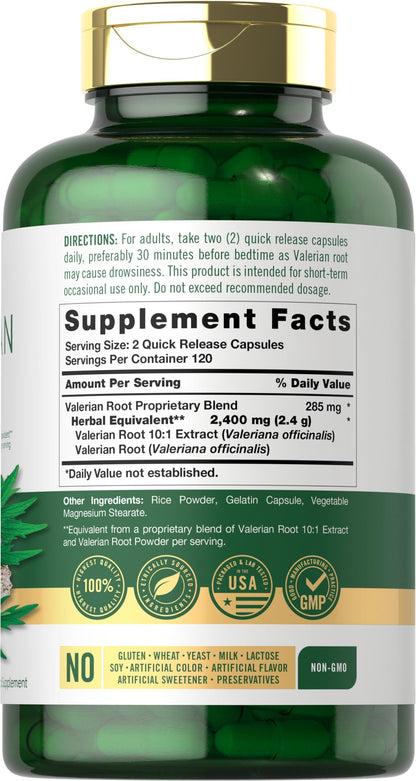 Carlyle Valerian Root Capsules | 240 Count | Herb Extract Supplement | Non-GMO, Gluten Free