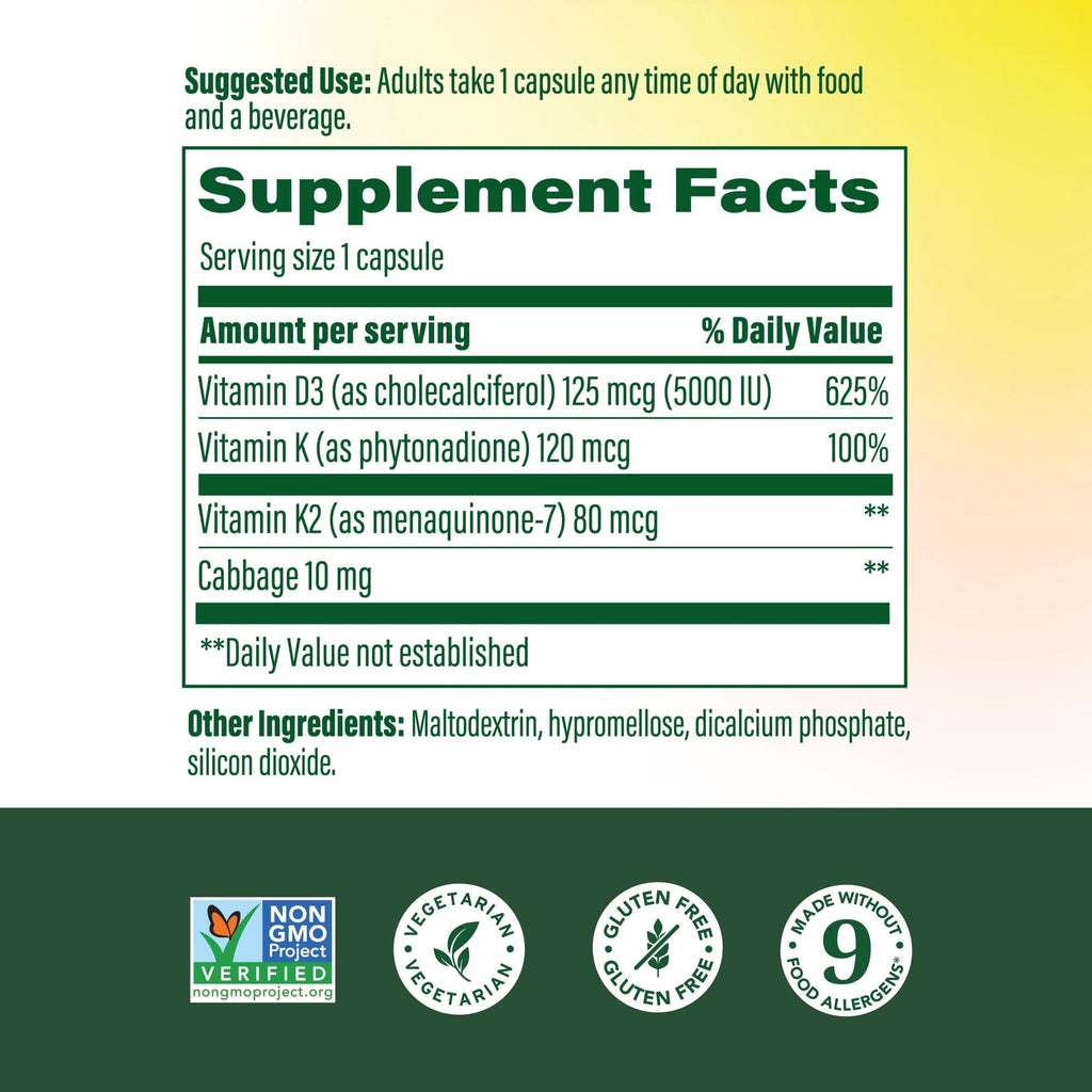 MegaFood Vitamin D3 5000 IU (125 mcg) - Vegetarian Supplements with Vitamin D3 K2 - Supports Bones, Teeth, Muscles & Immune Health - Certified Non-GMO - 120 Mini Capsules, 120 Servings MegaFood buy supplements Au