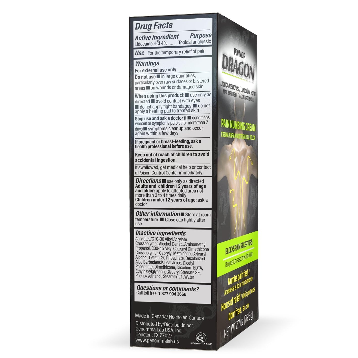 Dragon Numbing Cream Lidocaine 4% Maximum Strength Numbing Cream, Topical analgesic with Lidocaine for Muscle Relief, Pain Cream for Knees and Feet, 2.7 Oz DRAGONBuy Supplements Australia