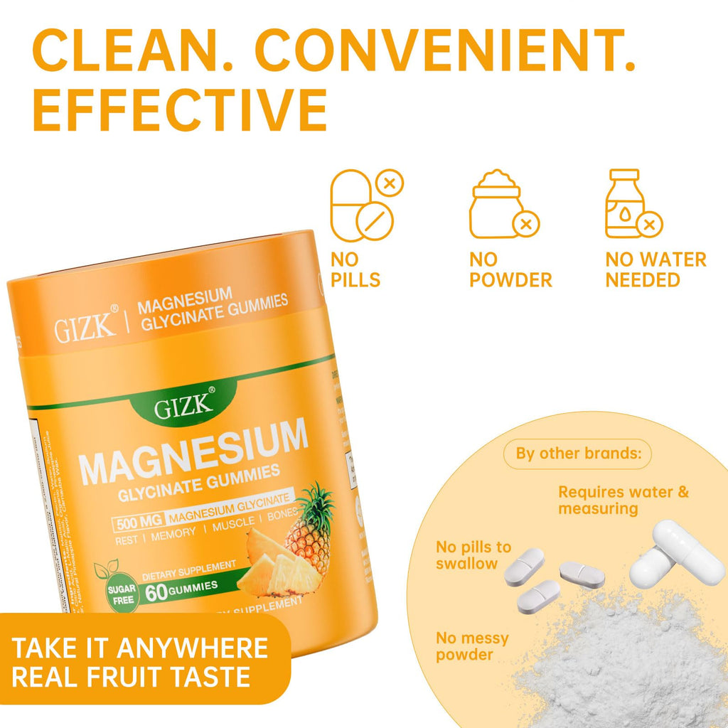Magnesium Glycinate Gummies 500mg – Sugar Free Magnesium Gummies for Sleep, Stress, Muscle & Nerve Support – for Adults & Kids 4+, Vegan,