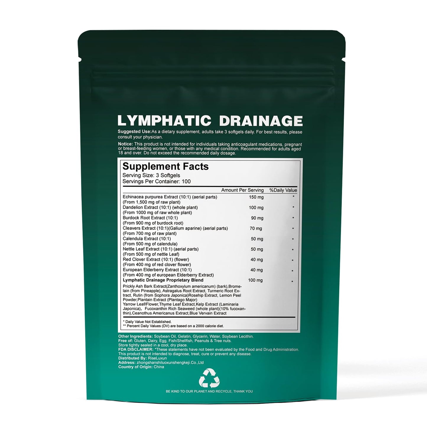 21-in-1 Liposomal Lymphatic Drainage Supplements, 100 Day Supply, 6000mg Lymph System Support for Women & Men with Echinacea, Dandelion, Burdock, Bromelain, Calendula, Turmeric & More, 300 Softgels RiseLuxun buy supplements Au