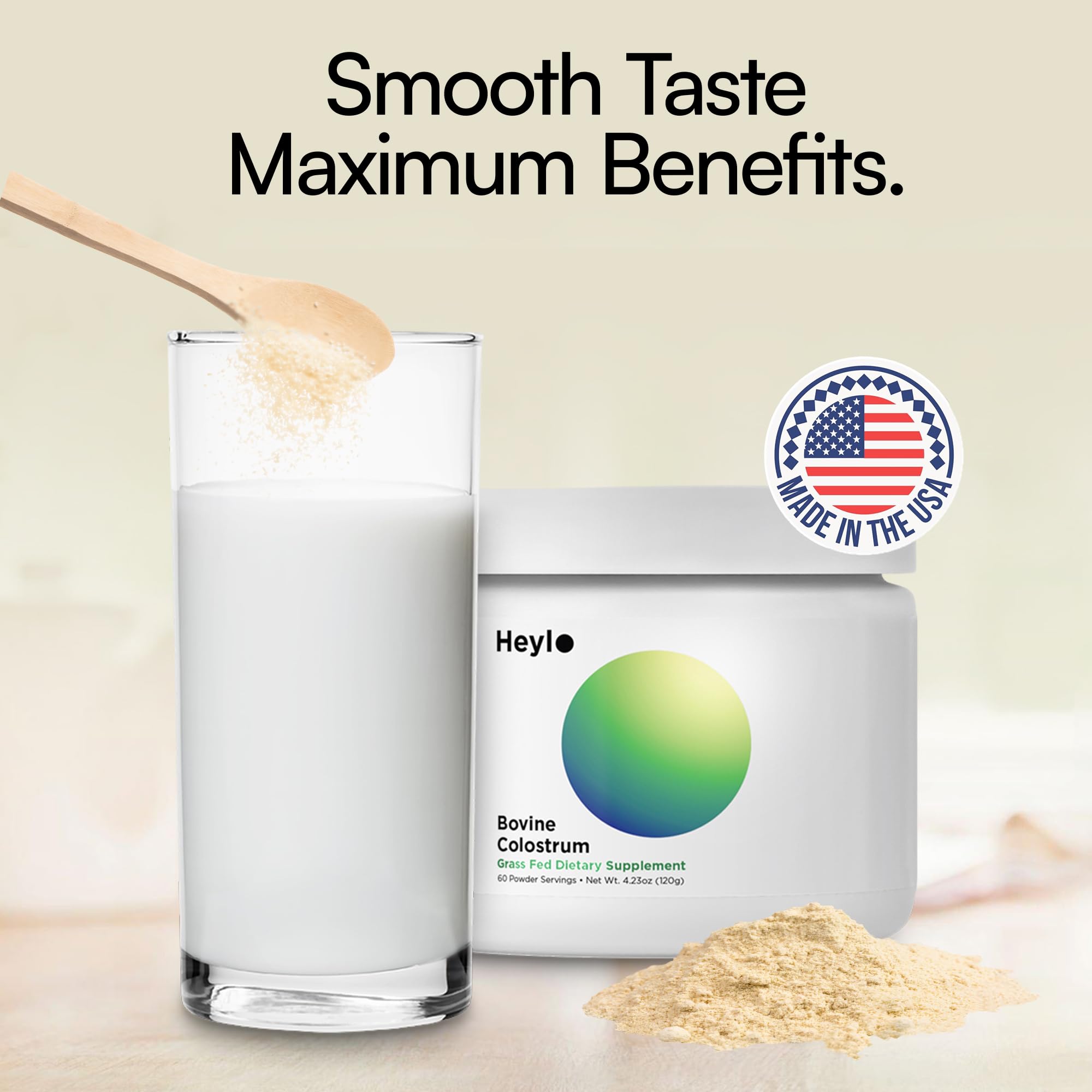 Heylo Premium Colostrum Powder – 100% Pure, Grass-Fed Bovine 40% IgG Supplement, Natural Gut Health Bloating Immunity Skin & Hair, Muscle Recovery, Rich in Immunoglobulins, 60 Servings Heylo HealthBuy Supplements Australia