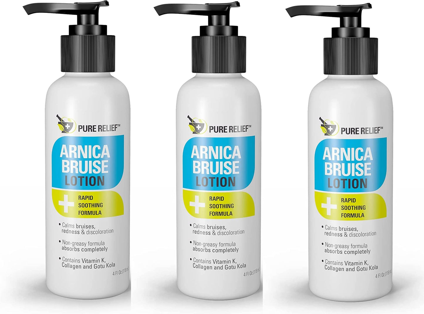 Pure Relief Arnica Bruise Relief Lotion for Bruising, Swelling, & Discoloration On Skin, Natural Skin Care Arnica Bruise Homeopathic Topical Bruise Cream W/Aloe Vera & Collagen, 4 Fl Oz (Pack of 3) Pure ReliefBuy Supplements Australia