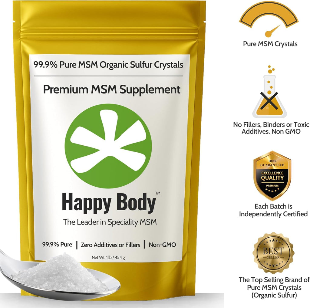 Organic Sulfur Crystals | 99.9% Pure MSM Crystals for Joint Support, Recovery, Hair, Skin & Nails | 90 Servings | 1 lb Bag