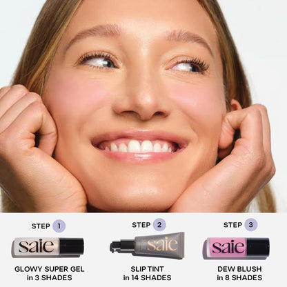 Saie Mini Glowy Super Gel - Hydrating Makeup Primer and Illuminating Glow Serum Enriched with Vitamin C and Squalane Oil - All-Over Liquid Highlighter Makeup for Instant Glass Skin - Starglow (0.5 oz) SaieBuy Supplements Australia