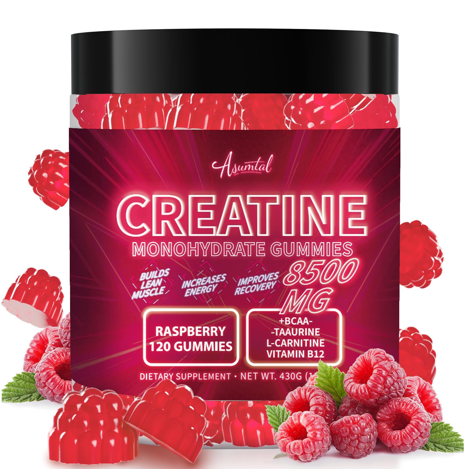 Asumtal Creatine Monohydrate Gummies for Men & Women, Creatine Monohydrate Supplement for Muscle Growth, Strength & Energy Support