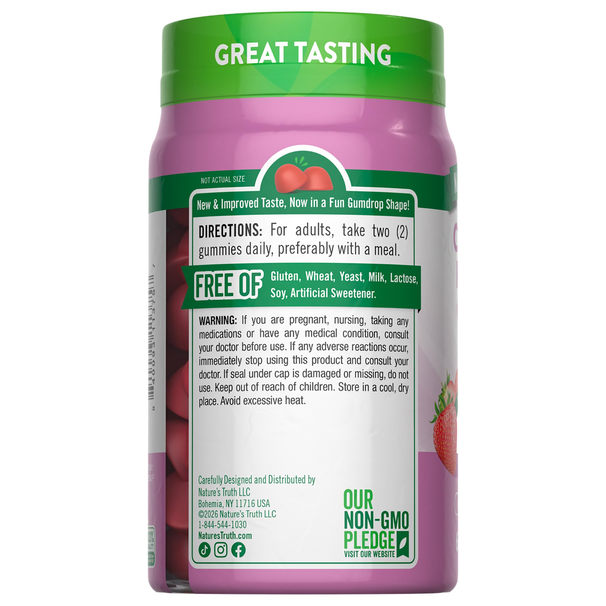 Nature's Truth Collagen Peptide Gummies for Women | 60 Count Type 1 and 3 | Strawberry Flavor