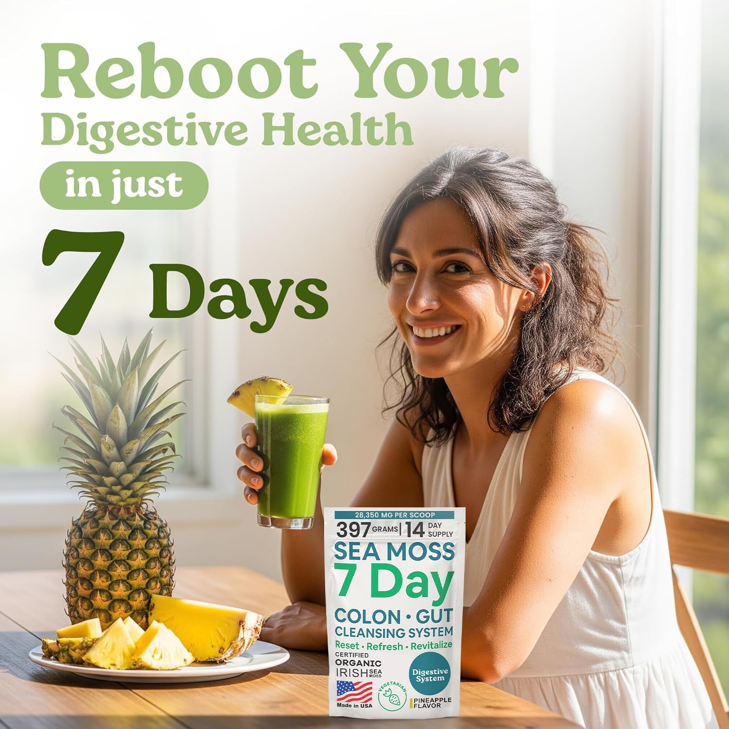 Atlantic Naturals Sea Moss 7-Colon Cleanse Powder | Formulated with Psyllium Husk, Fiber, & Senna Powder | Supports Immune & Gut Health for Women & Men, Pineapple Flavor Drink Mix, 14 oz Atlantic NaturalsBuy Supplements Australia
