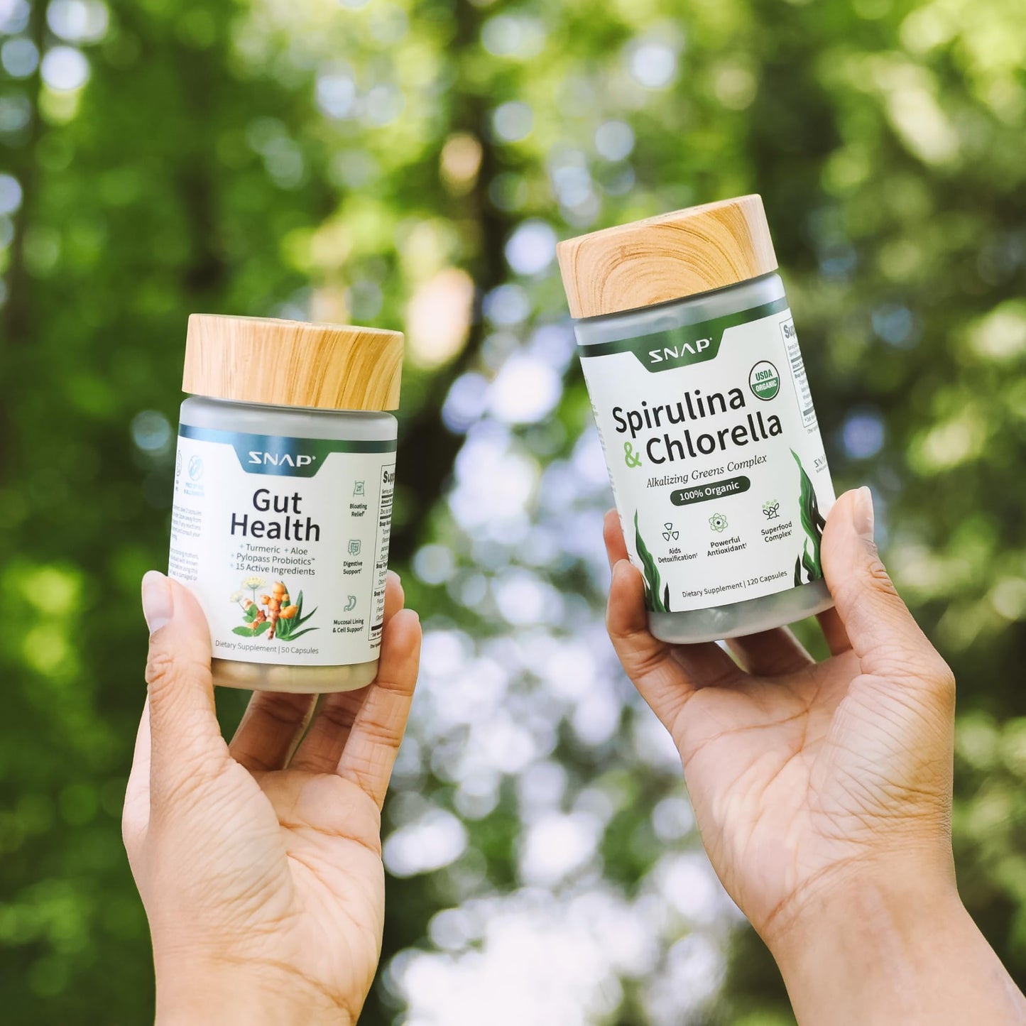 Snap Supplements Gut Health Lipase Supplement & Organic Spirulina Chlorella Bundle–Probiotic + Greens–Supports Digestion, Detox, Energy & Immune Health, 50