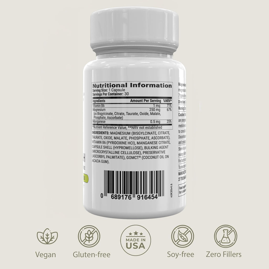 BIOptimizers Magnesium Breakthrough Supplement with 500mg - 7 Forms of Magnesium: Glycinate, Malate, Citrate, and More - Natural Support for Sleep and Cognitive Function -30 Capsules- Calming Vitamins BIOptimizers buy supplements Au