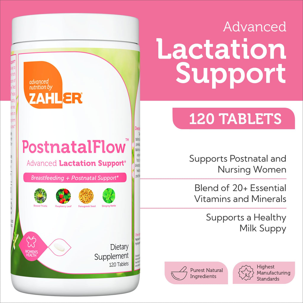 Zahler Postnatal Flow for Advanced Lactation Support, Breastfeeding + Postnatal Support, 120 Tablets. ZahlerBuy Supplements Australia