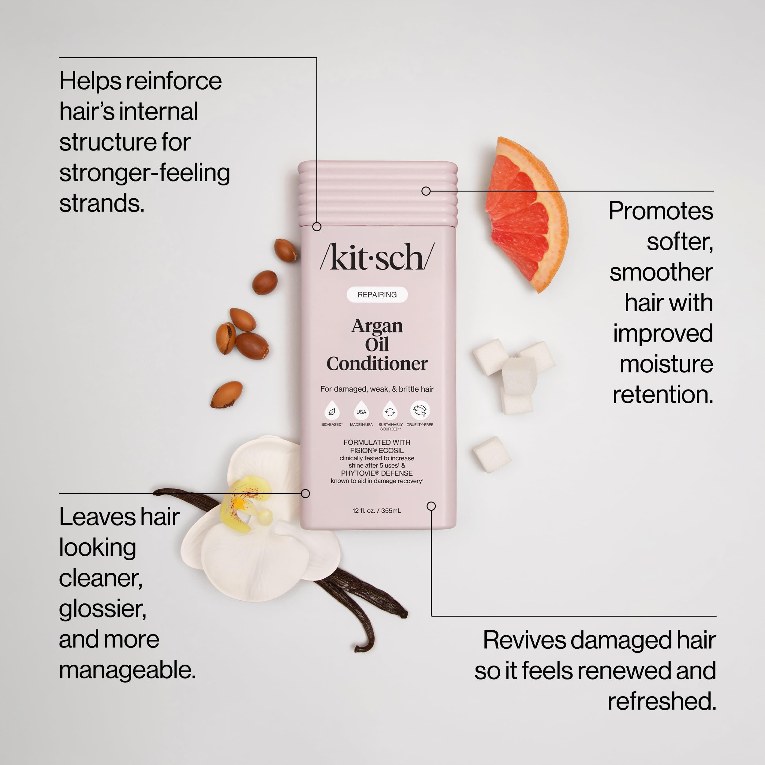 Kitsch Repairing Argan Oil Liquid Conditioner for Women & Men – Argan Oil for Hair, For Shine, Smoothness & Damage Recovery, Hair Repair – Clean, Color-Safe Hair Care - 12.3 oz KitschBuy Supplements Australia