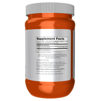 NOW Foods Sports Nutrition, Micronized Creatine Powder 500 g, Mass Building*/Energy Production*, 1.1-Pound