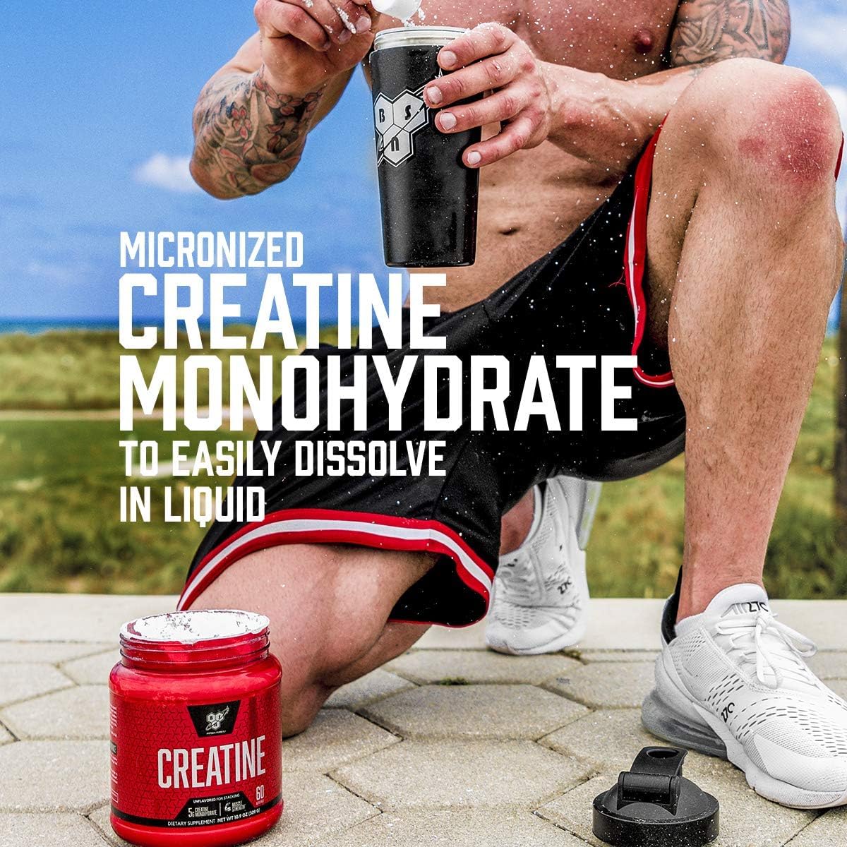 BSN Micronized Creatine Monohydrate Powder, Unflavored Creatine Powder, Micronized, Supports Muscle Building, Supports Muscle Strength, Gym Supplement
