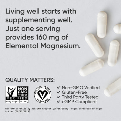 Sports Research® Magnesium Glycinate - Supports Restful Sleep & Enzymatic Processes - 160 mg Chelated Magnesium - Vegan Capsule - 90 Count Sports Research buy supplements Au
