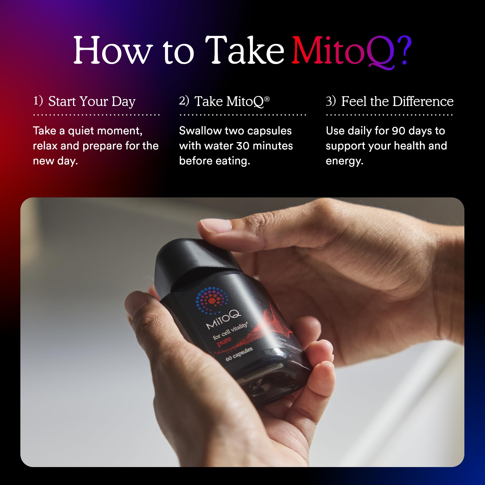 MitoQ Pure Advanced Mitochondria Supplement Superior Bioavailability to CoQ10 | Reduces Free Radical Damage for Healthy Aging, Metabolism, Heart Health, Energy, Strength & Mobility MitoQ buy supplements Au