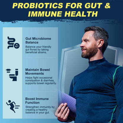 Probiotics for Men Digestive Health, 120 Billion CFUs Mens Probiotic with Digestive Enzymes & Prebiotics & Saw Palmetto & Cranberry for Gut, Prostate & Urinary