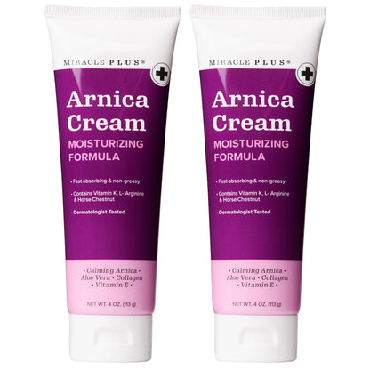 Miracle Plus Arnica Cream Extra Strength Bruise Relief Lotion For Bruising And Swelling On Skin | Arnica Gel, Vitamin K Cream, Skin Care | Moisturizing Bruise Formula With Horse Chestnut, 2-Pack Miracle PlusBuy Supplements Australia