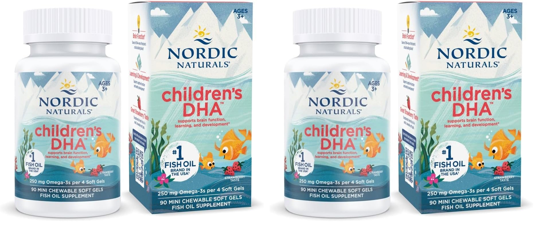 Nordic Naturals Children’s DHA, Strawberry - 90 Mini Chewable Soft Gels for Kids - 250 mg Omega-3 with EPA & DHA - Brain Development & Function - Non-GMO - 22 Servings (Pack of 2) Nordic NaturalsBuy Supplements Australia