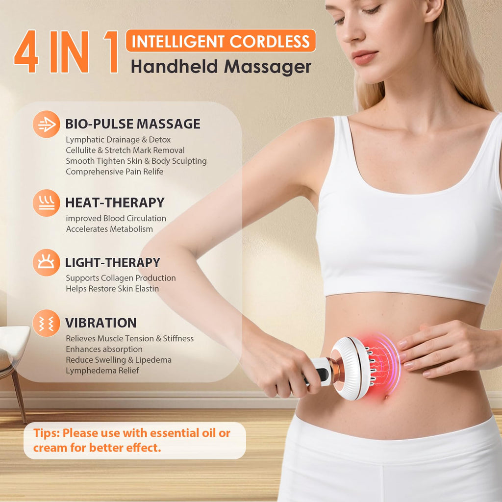 4-in-1 Body Sculpting Machine - Lymphatic Drainage Massager - Anit Cellulite Massage Tool Help Reduce Stretch Marks & Cellulite & Fat, Pain Relife Devices for Body (Belly, Legs, Arms, Butt, Low Back) Choufaly buy supplements Au