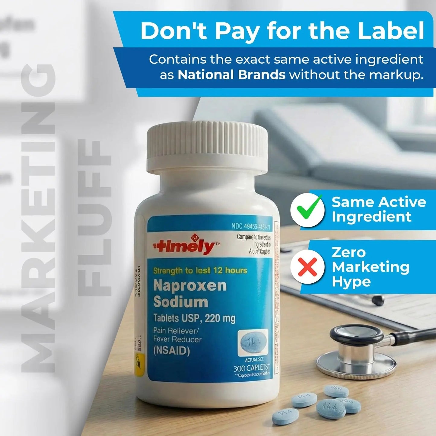 TIME-Cap Labs Naproxen Sodium 220mg (NSAID), Pain Reliever & Fever Reducer Caplets, 12 Hour Relief for Headache, Backache, Arthritis & Body Aches, 300 Count TIME-CAP LABS, INC.Buy Supplements Australia