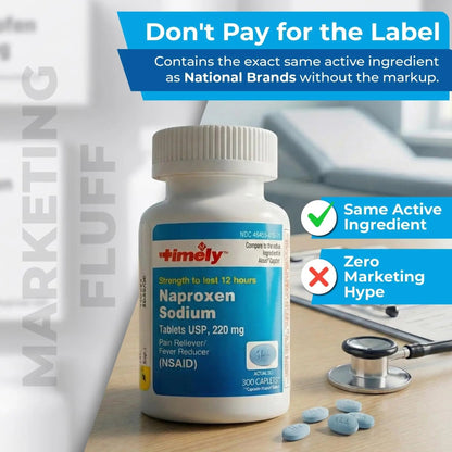 TIME-Cap Labs Naproxen Sodium 220mg (NSAID), Pain Reliever & Fever Reducer Caplets, 12 Hour Relief for Headache, Backache, Arthritis & Body Aches, 300 Count TIME-CAP LABS, INC.Buy Supplements Australia