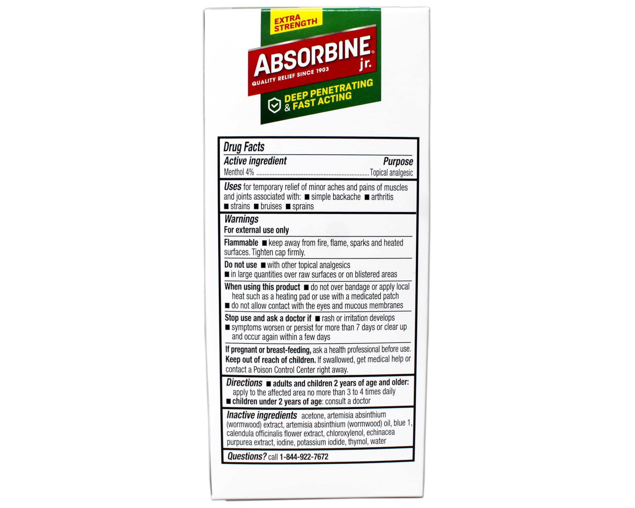ABSORBINE JR. Extra Strength Pain Relieving Liquid, for Muscle, Joints, Arthritis Pain, with No-Mess Applicator, 4 Oz - 3 Pack AbsorbineBuy Supplements Australia