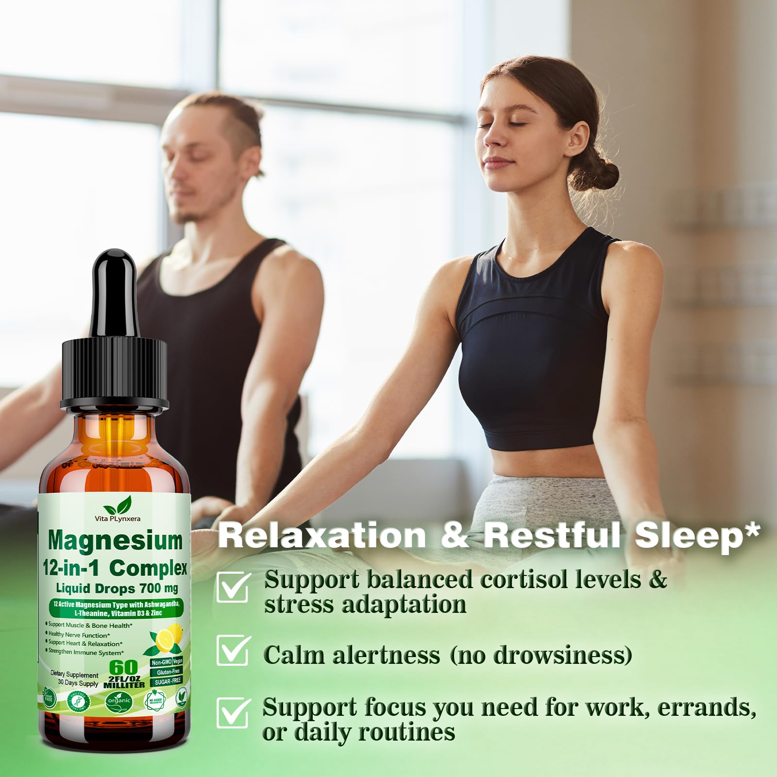 12-in-1 Magnesium Complex Liquid Drops, Chelated Magnesium Citrate Glycinate Taurate Malate Aspartate w. Ashwagandha Theanine D3 & Zinc for Relaxation Sleep Immune Health & Muscle Function丨Women Men. Vita PLynxera buy supplements Au