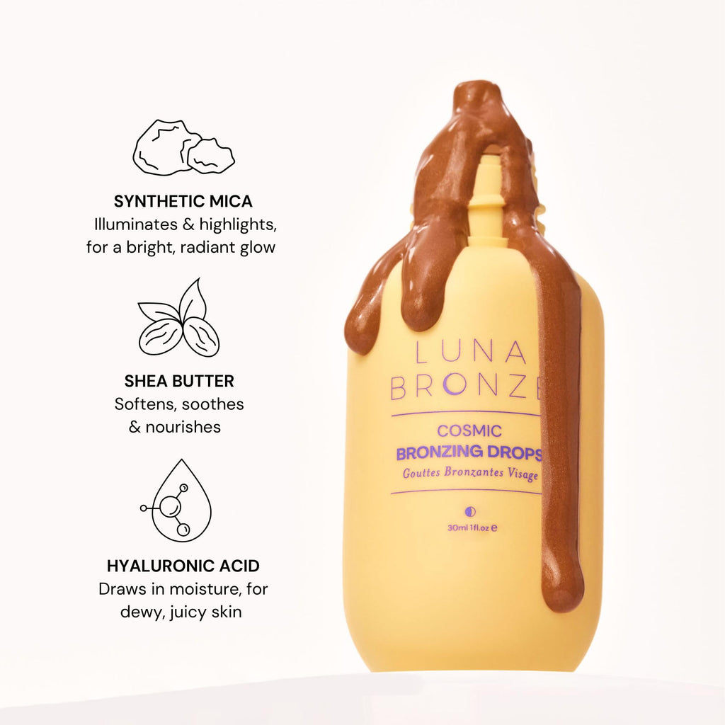 Luna Bronze Cosmic Bronzing Drops | Lightweight, Hydrating & Washable Liquid Bronze Drops | Non-Greasy Formula Enriched with Sodium Hyaluronate & Shea Butter | Responsible Mica (30ml/1.01 fl. oz) Luna BronzeBuy Supplements Australia