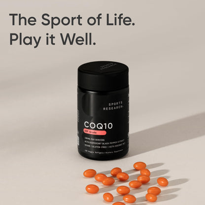 Sports Research CoQ10 (100mg) Enhanced w/Coconut Oil & Bioperine (Black Pepper) for Better Absorption | Vegan Certified, Non-GMO Verified (120 Veggie Softgels) Sports Research buy supplements Au