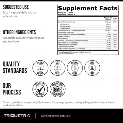 BioActive Vitamin B Complex - Blood Stream Ready, Methylated B Complex - Featuring Methylfolate, 3 BioActive Forms of B12, BenfoPure® B1 & Pantesin
