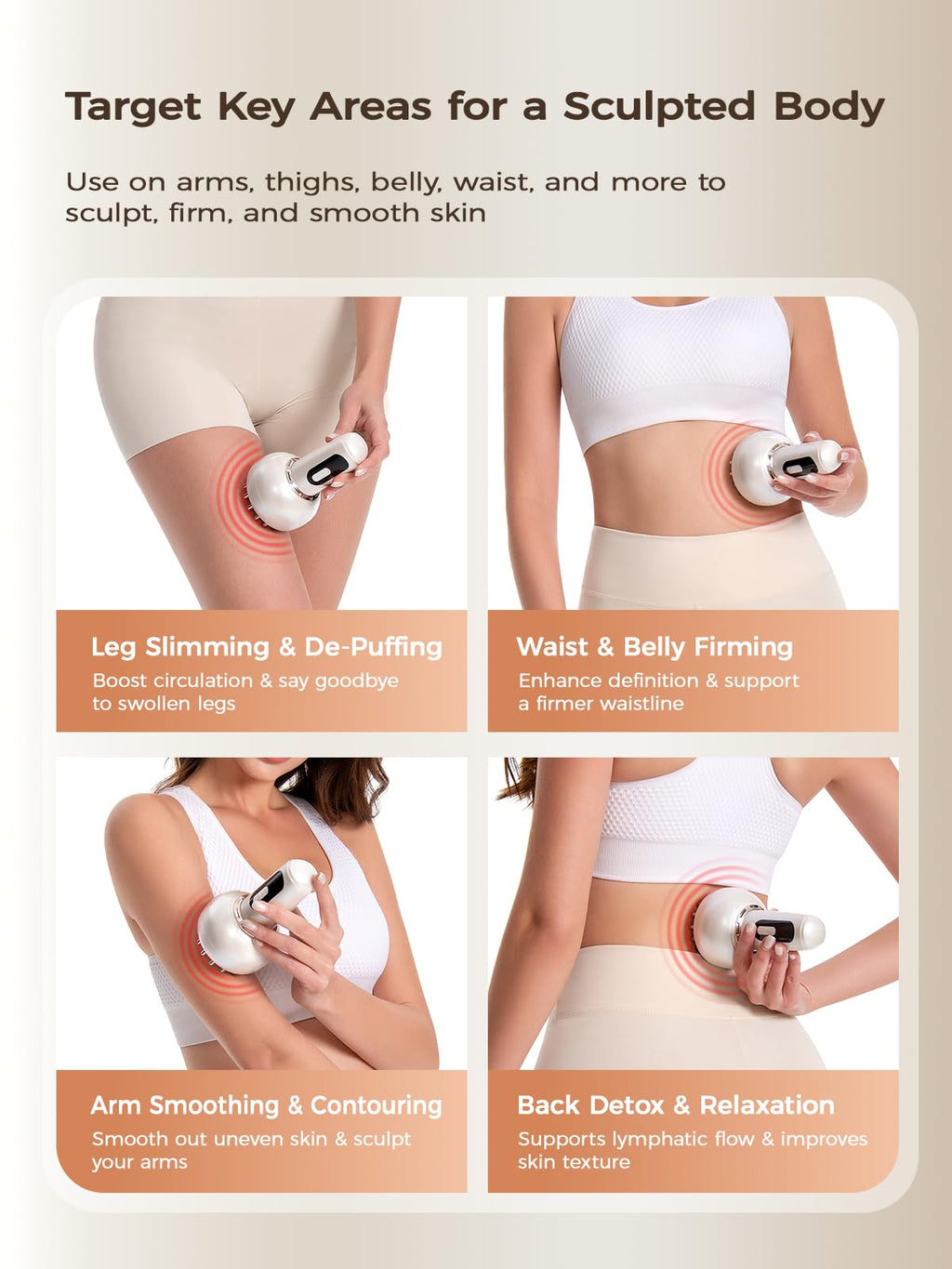 Kitusi Lymphatic Drainage Massager & Anti Cellulite Massage Tool, for Legs, Arms & Belly, Body,Helps Reduce Stretch Marks & Cellulite,with Microcurrent, Light Heat & Vibration Kitusi buy supplements Au