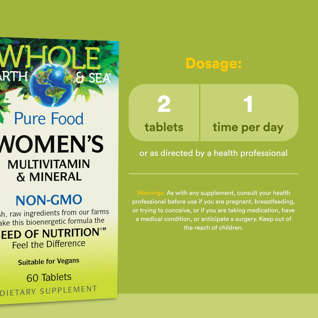 Whole Earth & Sea from Natural Factors, Women's Multivitamin & Mineral, Whole Food Supplement, Vegan, 60 tablets (30 servings) Natural Factors buy supplements Au