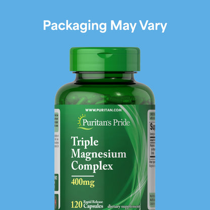 Puritan's Pride Triple Magnesium Complex with Magnesium Oxide, Aspartate, and Citrate 400mg, Dietary Supplement for Muscle, Heart, Nerve, and Bone Support, 120 Rapid Release Capsules Puritan's Pride buy supplements Au