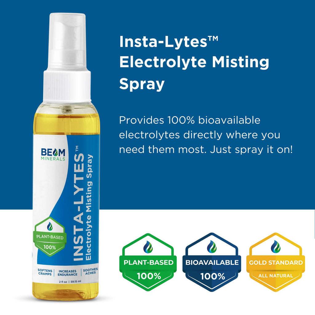 BEAM MINERALS Insta-Lytes | How to Stop Leg Cramps Immediately Electrolyte Misting Spray | Fulvic Acid Trace Minerals | Fast Micronutrients Supplements | 2 fl Oz BEAM MINERALSBuy Supplements Australia