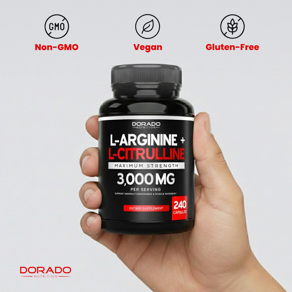 L Arginine L Citrulline Supplement 3000mg (240 Capsules) Nitric Oxide Pills for Men - Stamina, Endurance, Performance for Workouts - NO Supplements for Men