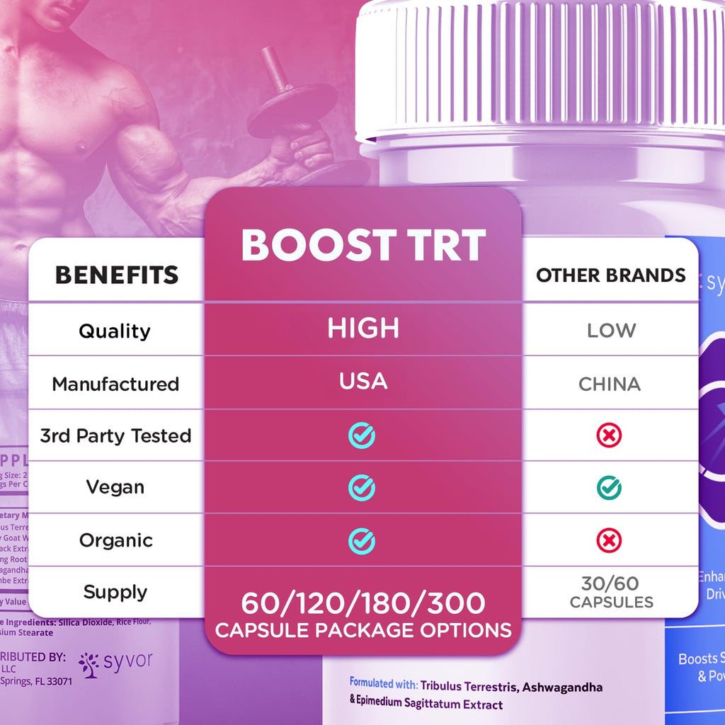 (2 Pack) Boost TRT Capsules, Official BoostTRT Capsules with All Natural Ingredients, Advanced Health & Wellness Support Formula with Max Strength Premium Active Lifestyle Vitamins (120 Capsules) Syvor buy supplements Au