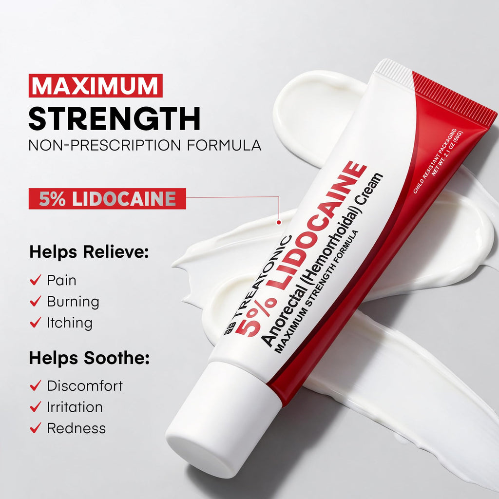 Treatonic 5% Lidocaine Numbing Cream: Lidocaine Cream for Pain Relief, Itching, Burning, Soreness, Hemorrhoid - Maximum Strength Topical Numb Cream - Fast Acting & Long Lasting Numbing Cream - 4.2 oz TreatonicBuy Supplements Australia