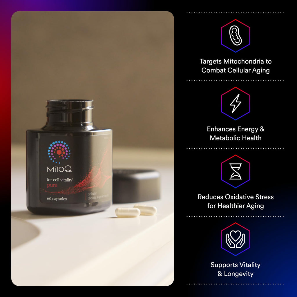 MitoQ Pure Advanced Mitochondria Supplement Superior Bioavailability to CoQ10 | Reduces Free Radical Damage for Healthy Aging, Metabolism, Heart Health, Energy, Strength & Mobility MitoQ buy supplements Au