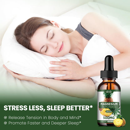 Magnesium Glycinate Supplement, Liquid Magnesium Glycinate Liquid Drops 500mg-Support Stress Relief, Relaxation, Mood, Sleep, Bone & Muscle-2 Fl Oz, Vegan, Pineapple Flavor dilibBuy Supplements Australia