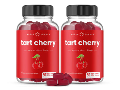 NutraChamps Tart Cherry Gummies - Tart Cherry Extract with Celery Seed - 60 Vegan Gummies (2-Pack)
