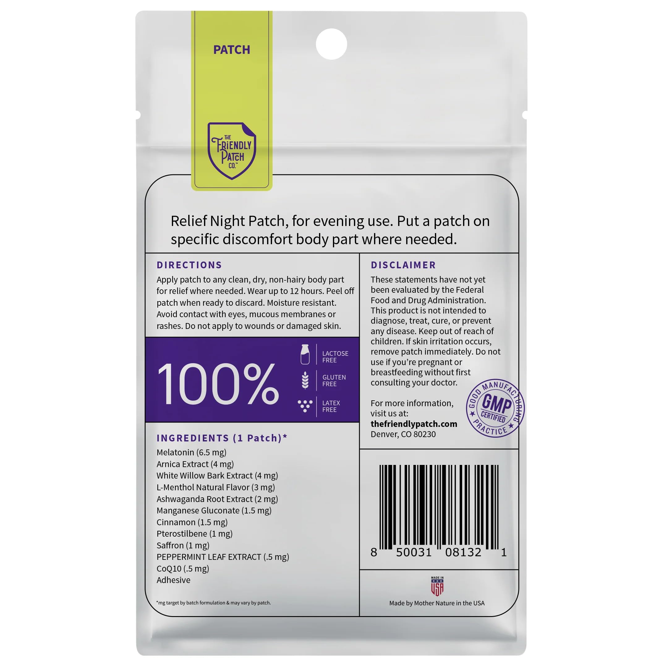 Relief Day & Night Patch Bundle - Arnica, White Willow Bark, Melatonin, Ashwagandha, Saffron & Peppermint for Soreness, Discomfort & Sleep Support for Women and Men - 16 Plant-Powered Patches The Friendly Patch CO.Buy Supplements Australia