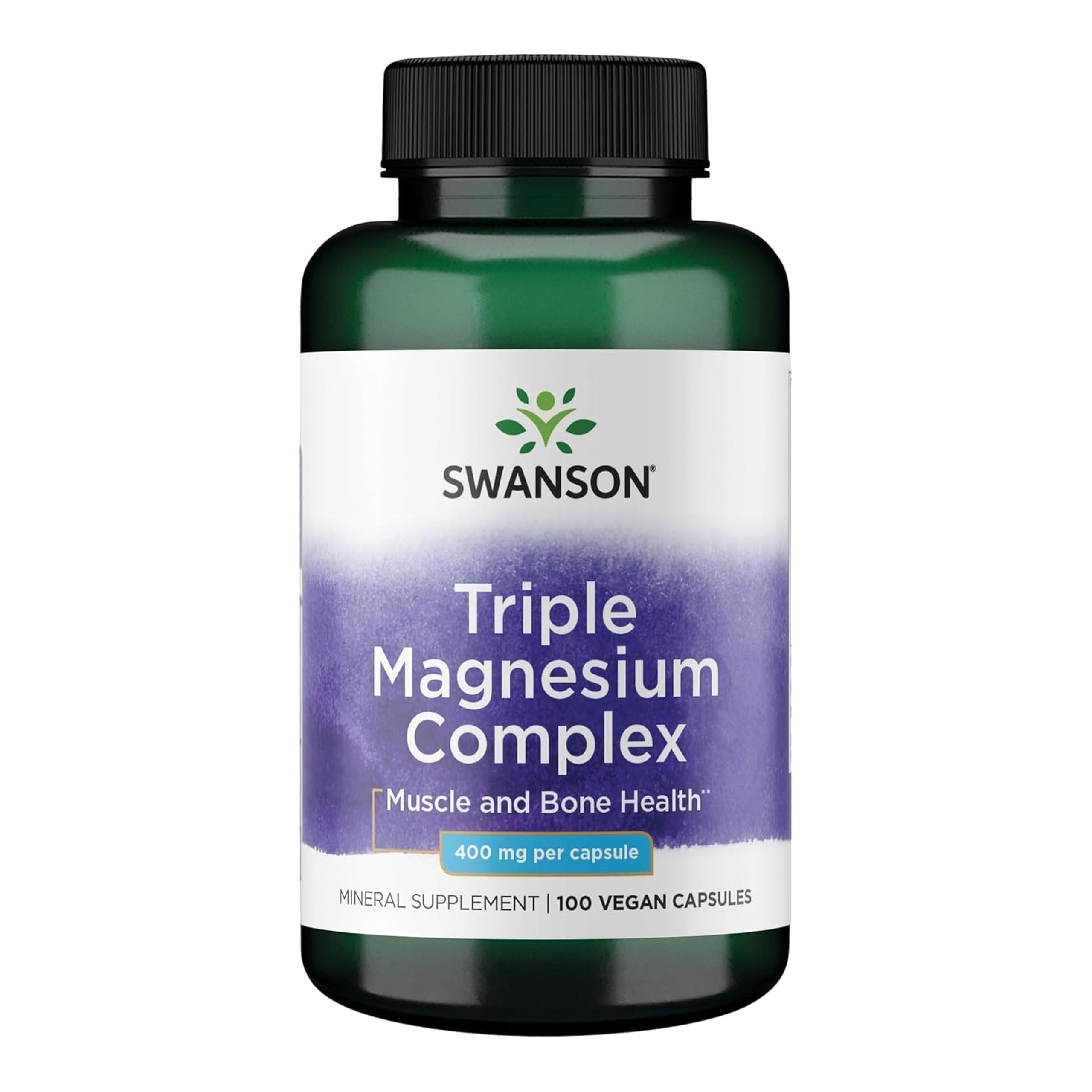 Swanson Triple Magnesium Complex supplement bottle on a white background