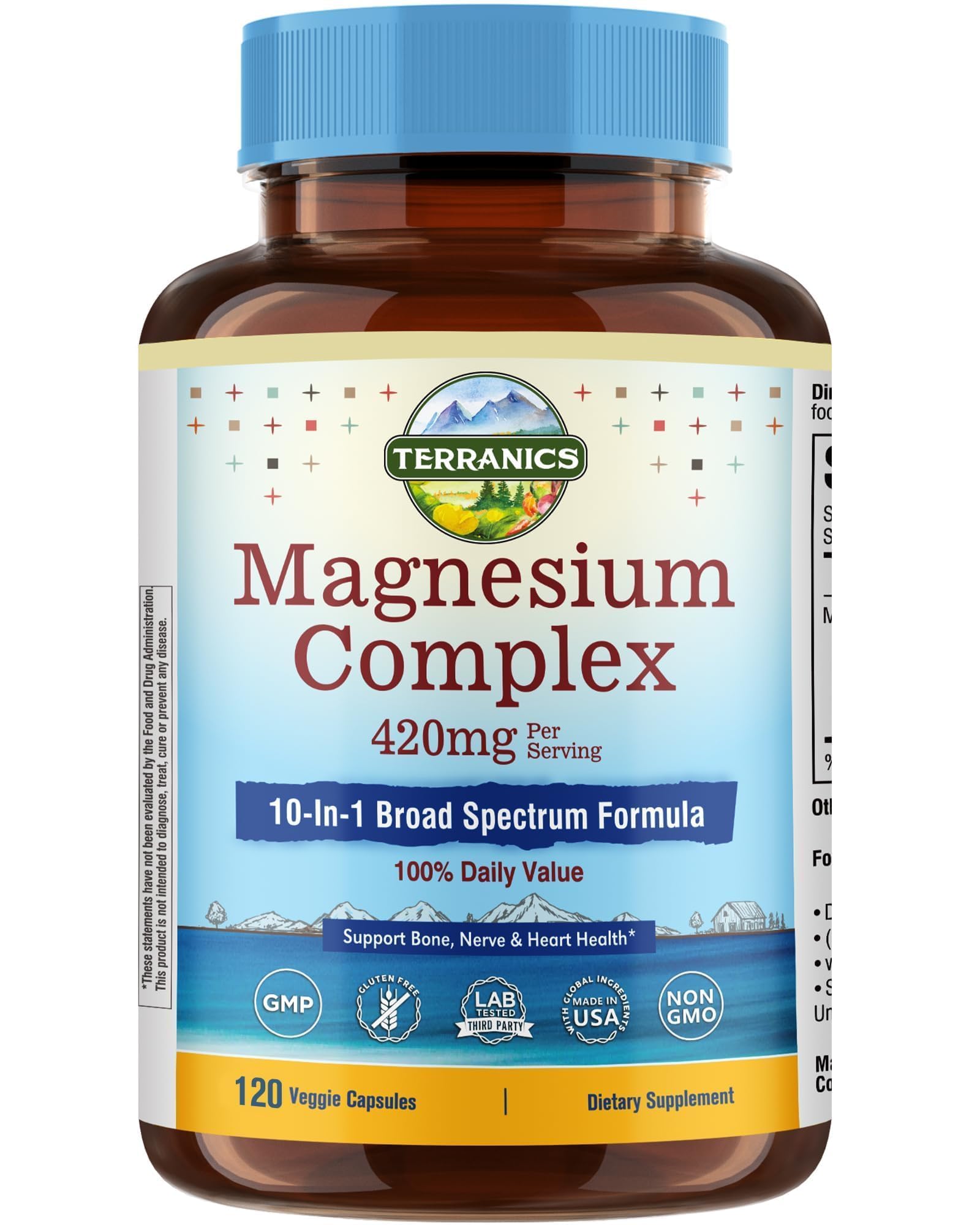 Terranics Magnesium Complex supplement bottle on a white background