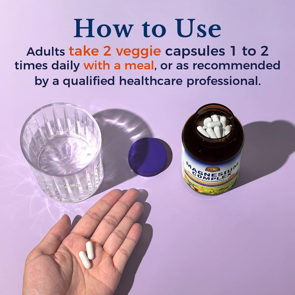 Vitalitown Magnesium Complex | Chelated Easily Absorbed Magnesium Glycinate Citrate Malate | Buffered | 210mg Elemental Mag | Sleep, Nerve, Digestion, Energy | Non-GMO 240 Veg Caps Vitalitown buy supplements Au