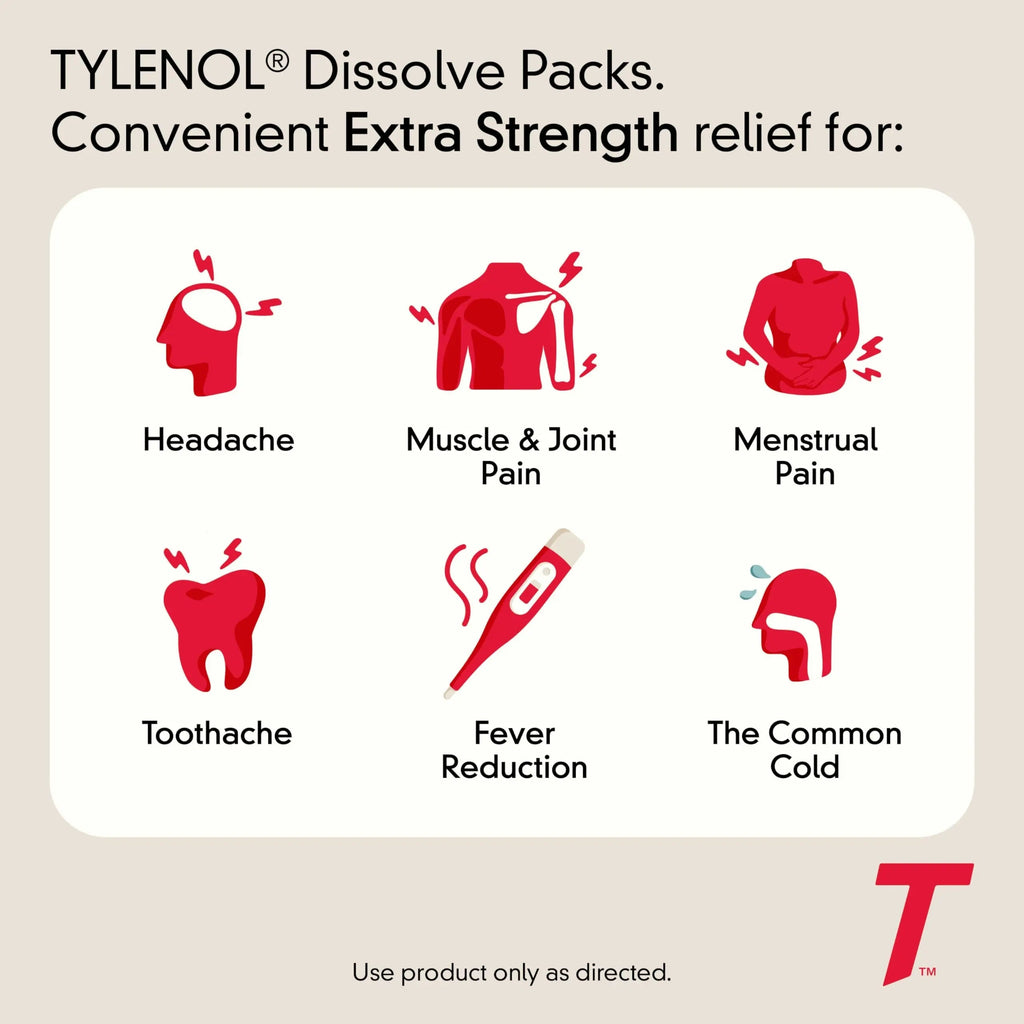 Tylenol Extra Strength Dissolve Powder Packs, 500 mg Acetaminophen Pain Reliever & Fever Reducer Medicine, Fast Relief for Minor Aches & Pains, Ibuprofen- & Aspirin-Free, On-the-Go Berry Flavor, 32 Ct TylenolBuy Supplements Australia