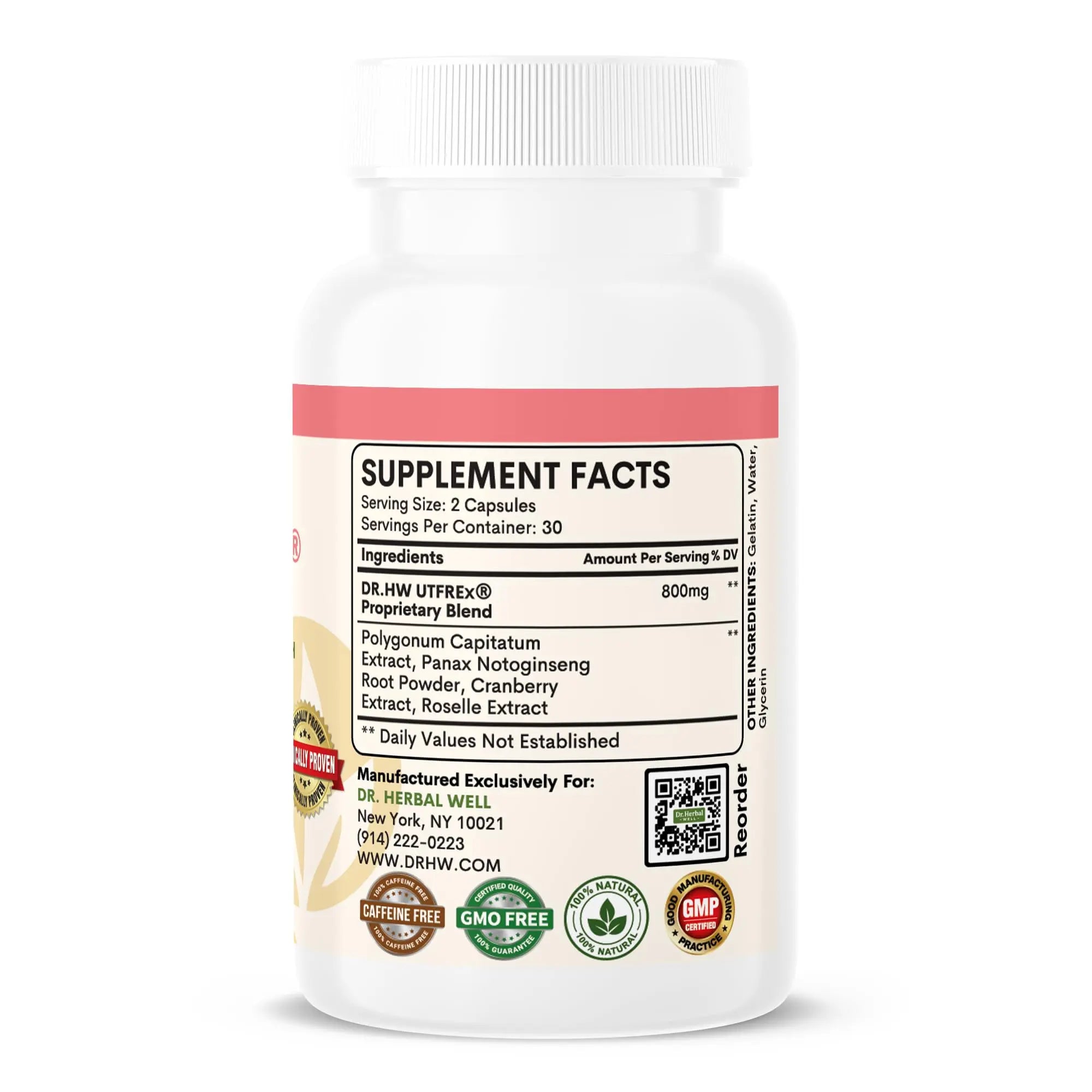 DR. HERBAL WELL UTFREX Clinically Proven Urinary Tract UTI Health Supplement Natural Support Cleanse Flush Protect (No Probiotics & D-Mannose) – 60 Capsules DR. HERBAL WELLBuy Supplements Australia