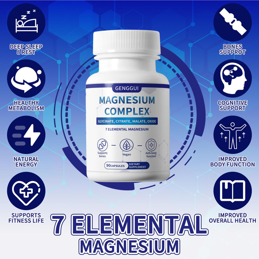 Magnesium Complex 1000mg with 8 Types - Glycinate, Citrate, Malate - Supports Muscle Relaxation, Bone Health, Energy Production & Sleep - High Absorption, Non-GMO, Vegan Capsules, 90 Count (001) ZYGCDZ buy supplements Au