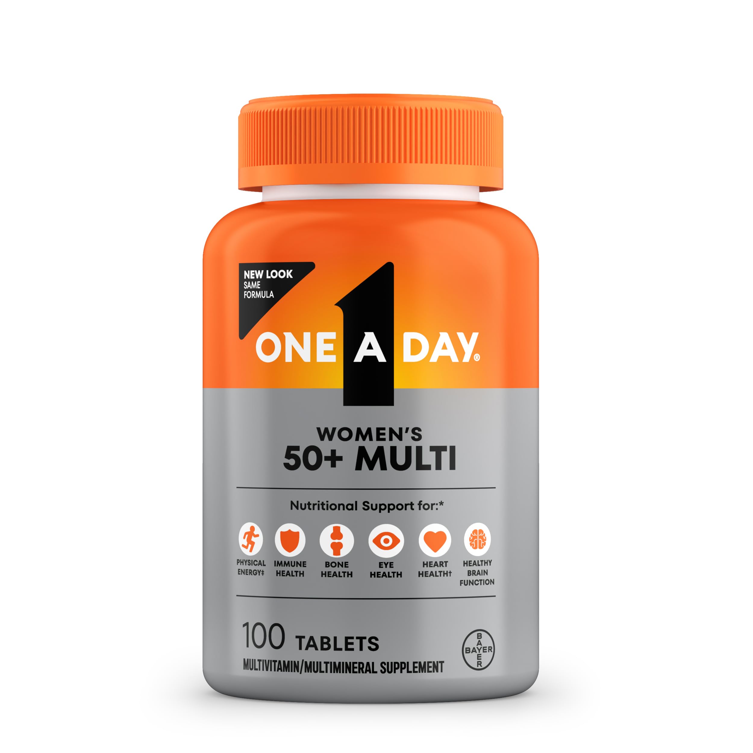 One A Day Multivitamin for Women 50 and Over Tablets, Womens Multivitamin 50 plus with Vitamins D, C, E, Zinc & Biotin, Daily Vitamins